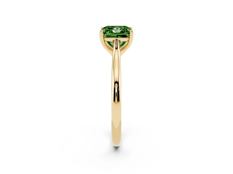 Princess Cut Cathedral Engagement Ring Setting for a Fancy Green Lab-Grown Diamond | Yellow Gold