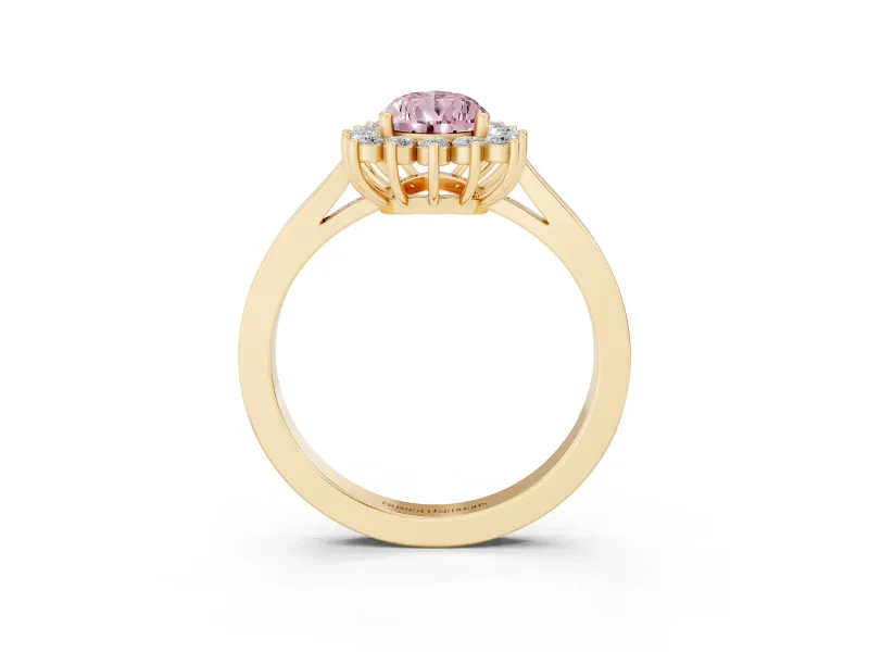 Pear-Shaped Scalloped Halo Engagement Ring Setting for a Fancy Pink Lab-Grown Diamond | Yellow Gold