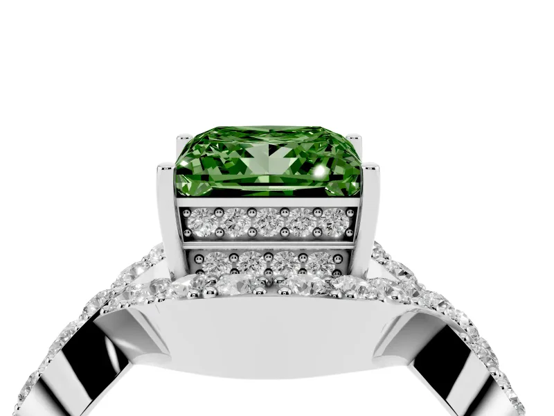 Princess Cut Infinity Twist Engagement Ring Setting for a Fancy Green Lab-Grown Diamond | Platinum