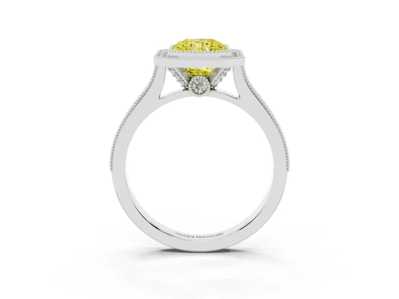 Radiant Cut Halo Engagement Ring Setting for a Fancy Yellow Lab-Grown Diamond | Sterling Silver - Design NV-24721