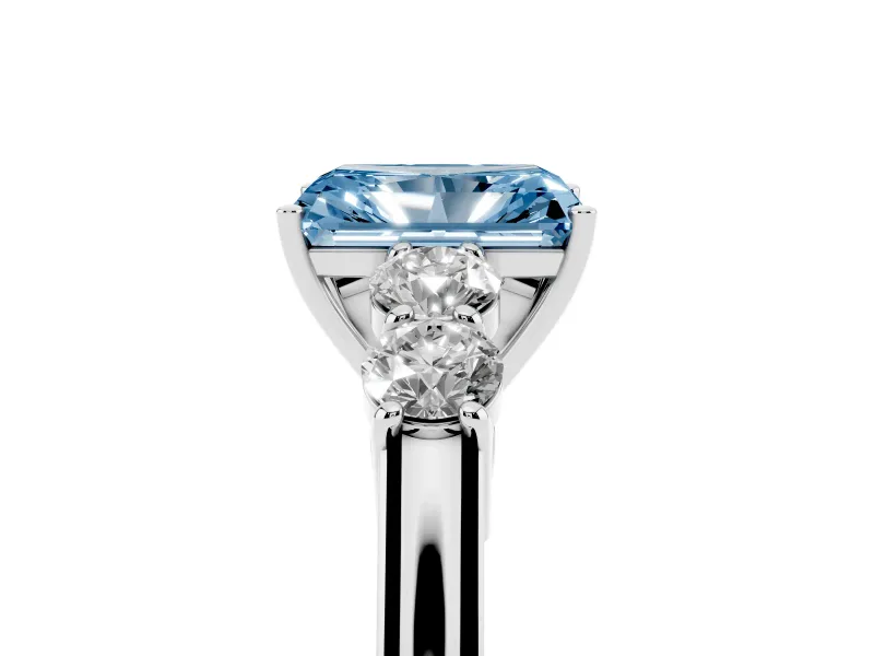 Radiant Cut 5 Stone Engagement Ring Setting for a Fancy Blue Lab-Grown Diamond | Platinum