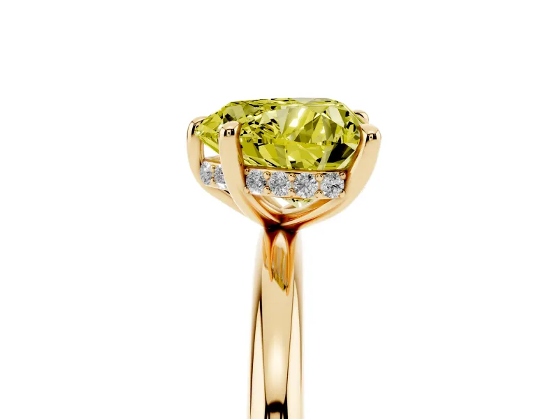 Heart-Shaped Hidden Halo Ring Setting for a Fancy Yellow Lab-Grown Diamond | Yellow Gold