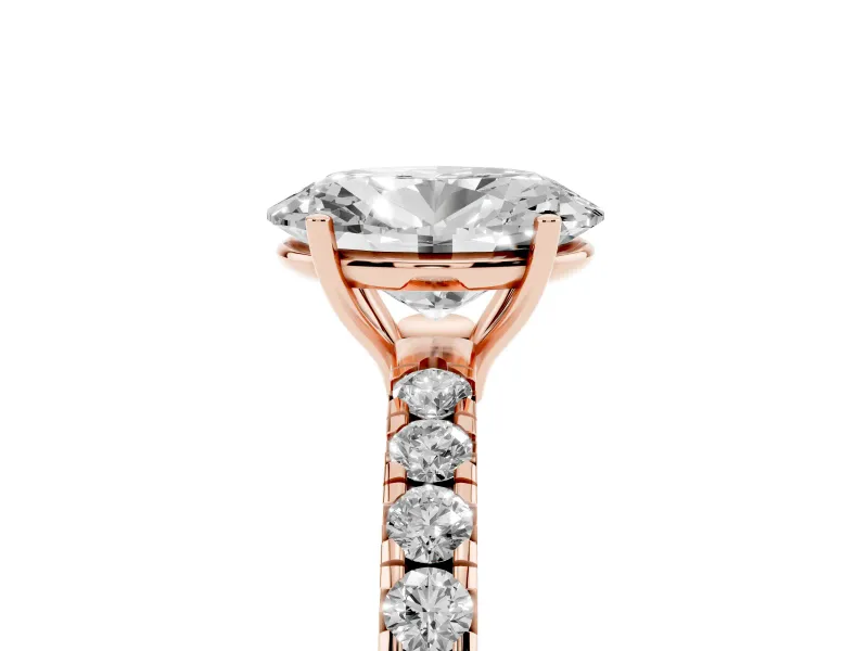 Oval Pave Engagement Ring Setting | Shared Prong Band | Rose Gold