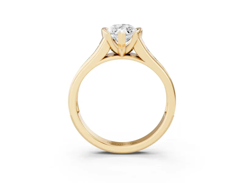 Marquise Half Bezel Solitaire Engagement Ring Setting | Graduated Channel Band | Yellow Gold