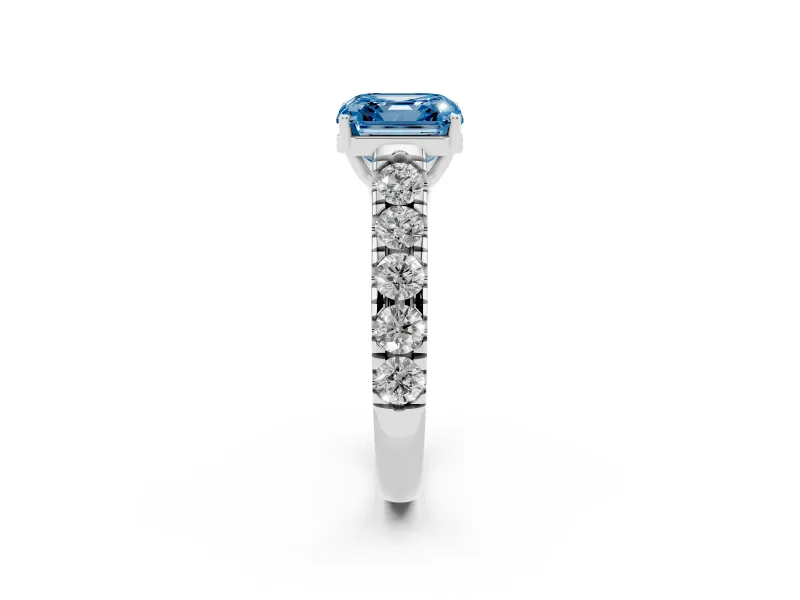 Asscher Cut Engagement Ring Setting for a Fancy Blue Lab-Grown Diamond | Sterling Silver - Design NV-24643
