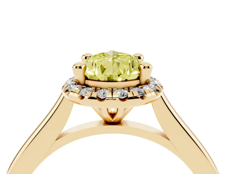 Pear-Shaped Halo Engagement Ring Setting for a Fancy Yellow Lab-Grown Diamond | Plain Polished Band | Yellow Gold