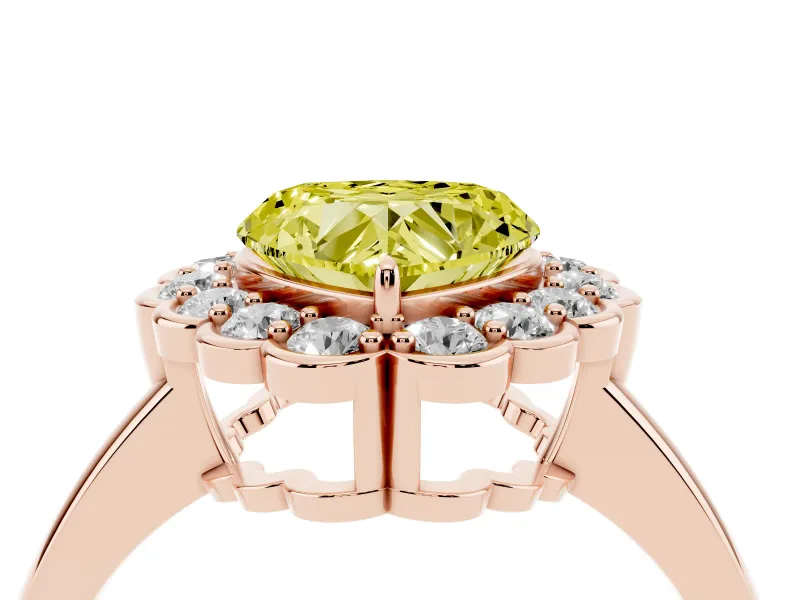 Heart-Shaped Halo Engagement Ring Setting for a Fancy Yellow Lab-Grown Diamond | Rose Gold - Design NV-24719