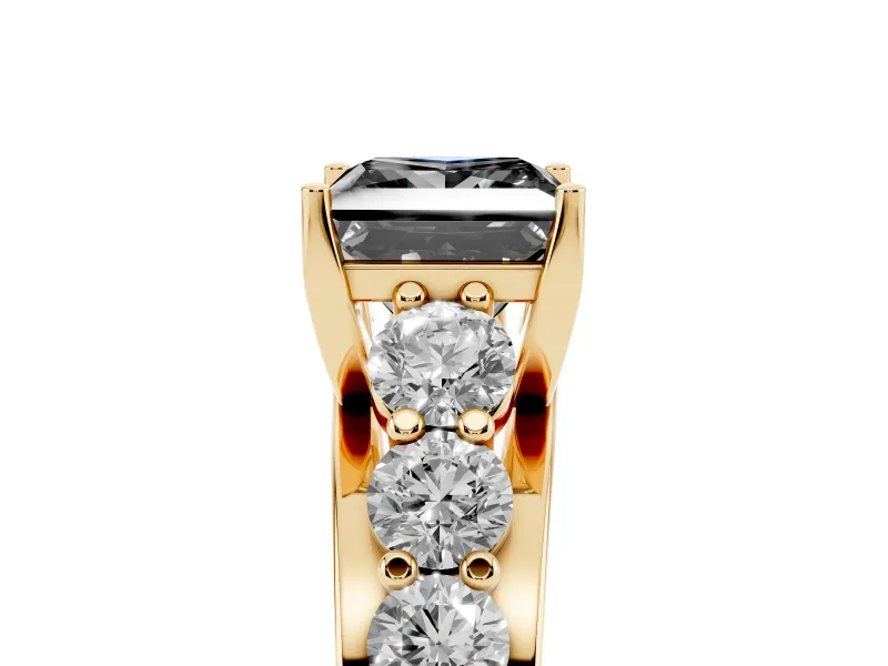 Princess Cut Engagement Ring Setting for a Black Center | Yellow Gold