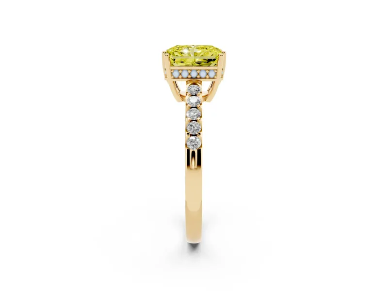 Radiant Cut Engagement Ring Setting for a Fancy Yellow Lab-Grown Diamond | Yellow Gold - Design NV-24649