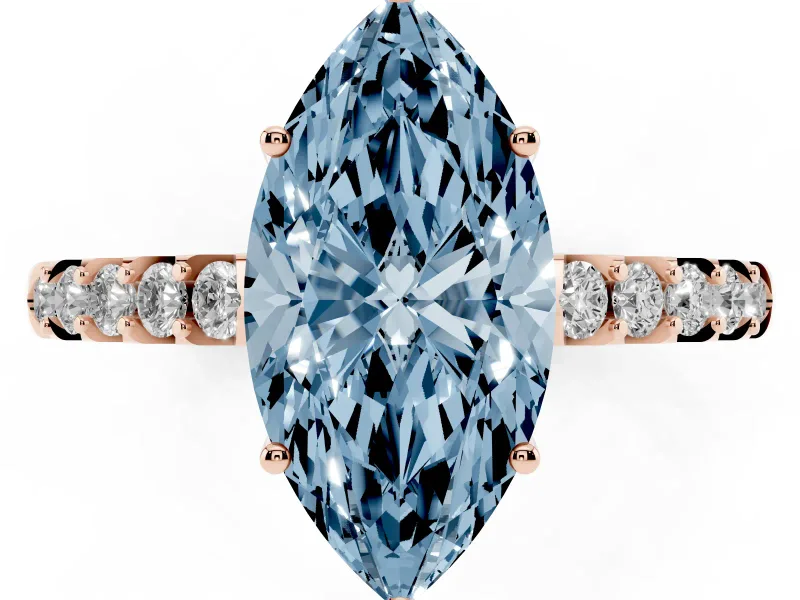 Marquise Engagement Ring Setting for a Fancy Blue Lab-Grown Diamond | Rose Gold - Design NV-24649