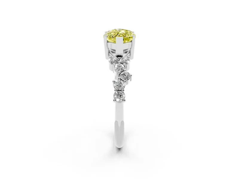 Marquise Scattered Accent Engagement Ring Setting for a Fancy Yellow Lab-Grown Diamond | White Gold