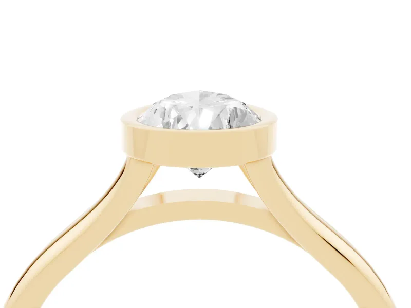 Pear-Shaped Bezel Solitaire Engagement Ring Setting | V Split Shank | Yellow Gold