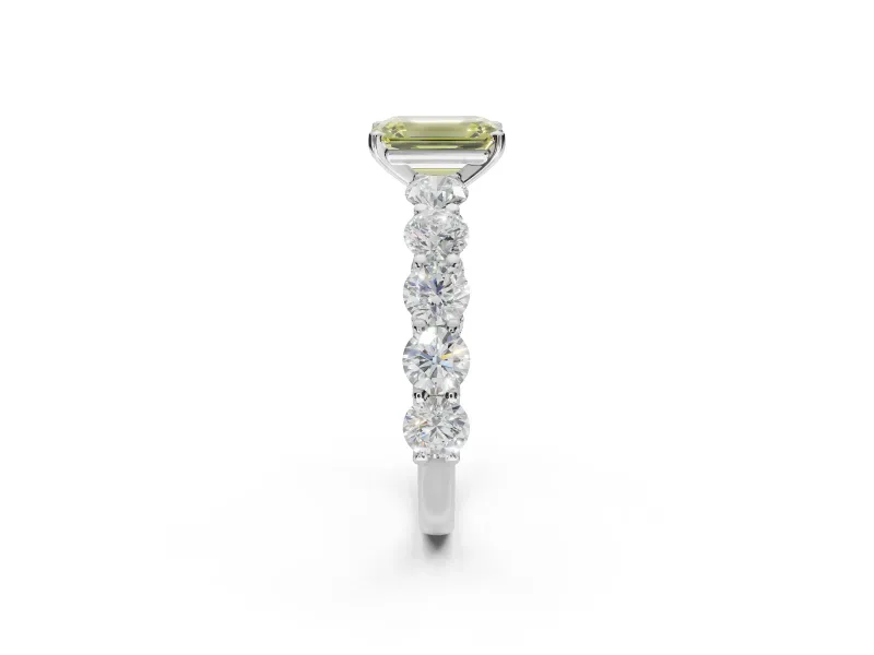 Emerald Cut Engagement Ring Setting for a Fancy Yellow Lab-Grown Diamond | Sterling Silver - Design NV-24455