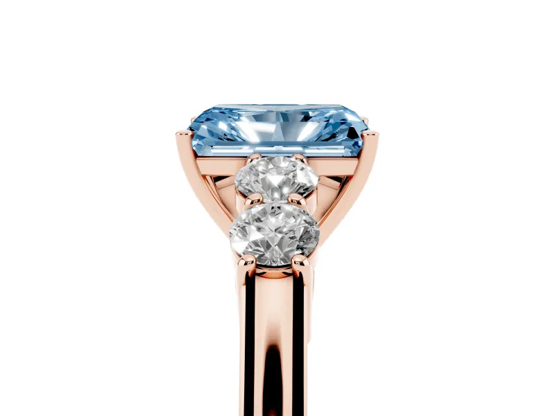 Radiant Cut 5 Stone Engagement Ring Setting for a Fancy Blue Lab-Grown Diamond | Rose Gold