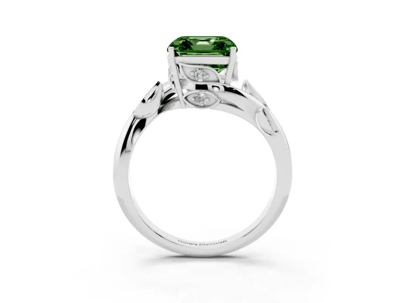 Asscher Cut Twisted Bypass Engagement Ring Setting for a Fancy Green Lab-Grown Diamond | Platinum