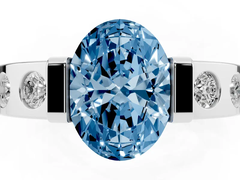 Oval Tension Style Engagement Ring Setting for a Fancy Blue Lab-Grown Diamond | Sterling Silver