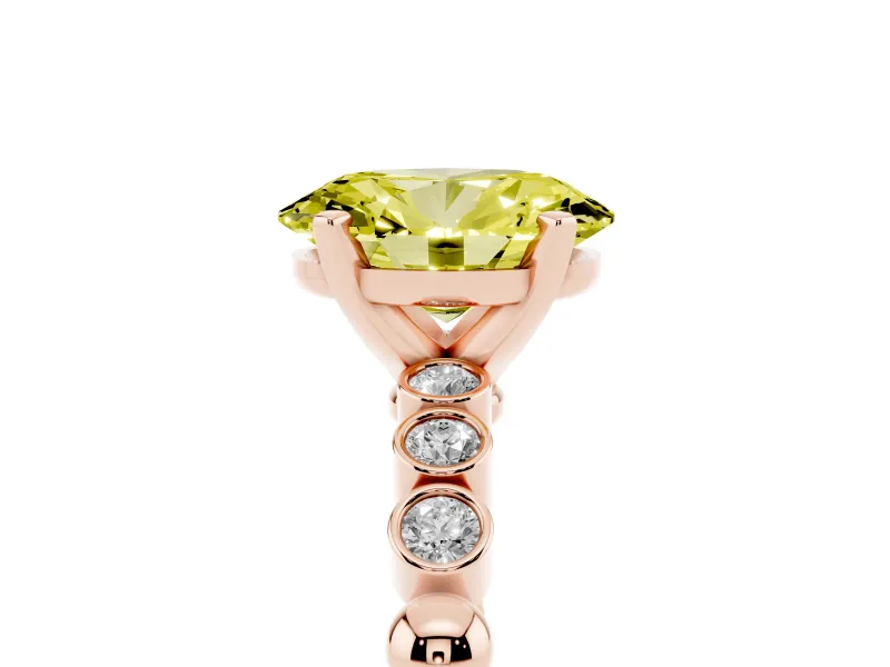 Oval Beaded Solitaire Engagement Ring Setting for a Fancy Yellow Lab-Grown Diamond | Rose Gold
