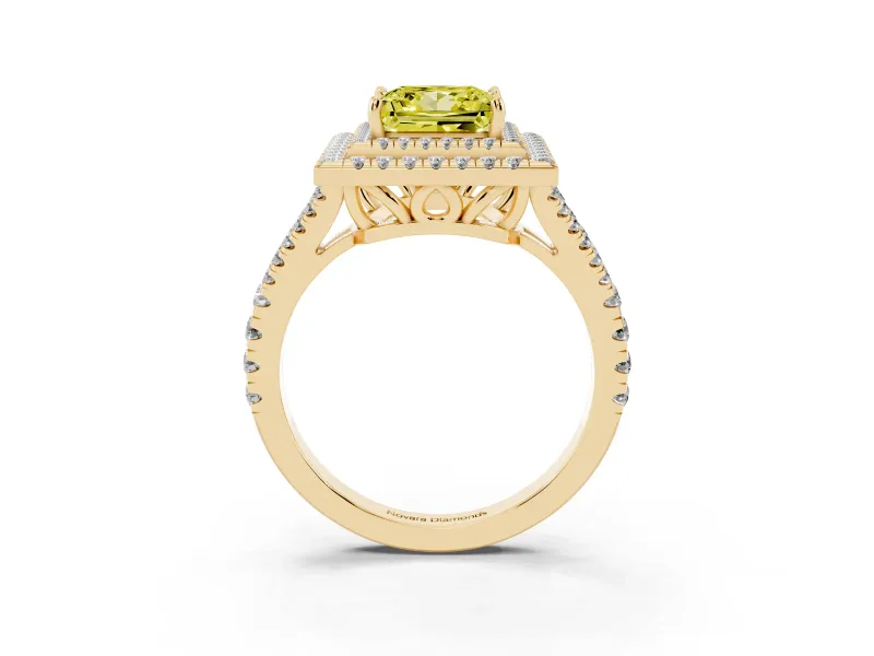 Princess Cut Halo Engagement Ring Setting for a Fancy Yellow Lab-Grown Diamond | Yellow Gold - Design NV-24799