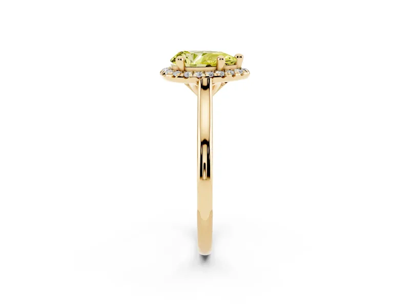 Pear-Shaped Halo Engagement Ring Setting for a Fancy Yellow Lab-Grown Diamond | Plain Polished Band | Yellow Gold