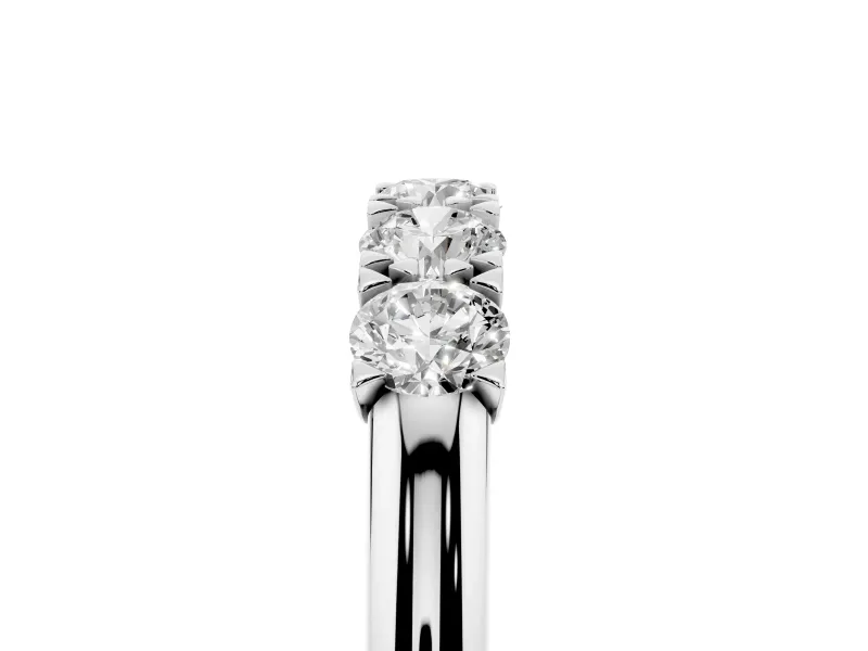 Round Diamond Channel Half Eternity Band Set in White gold with Shared Prongs