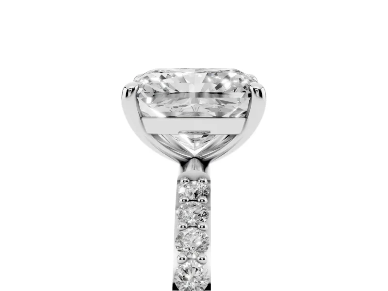 1 Carat Radiant Cut Lab-Grown Diamond Solitaire Engagement Ring | Pavé Shoulders | Platinum