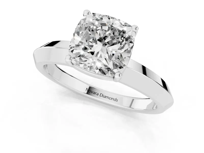 Cushion Cut Knife-Edge Solitaire Engagement Ring Setting | Plain Band | Platinum