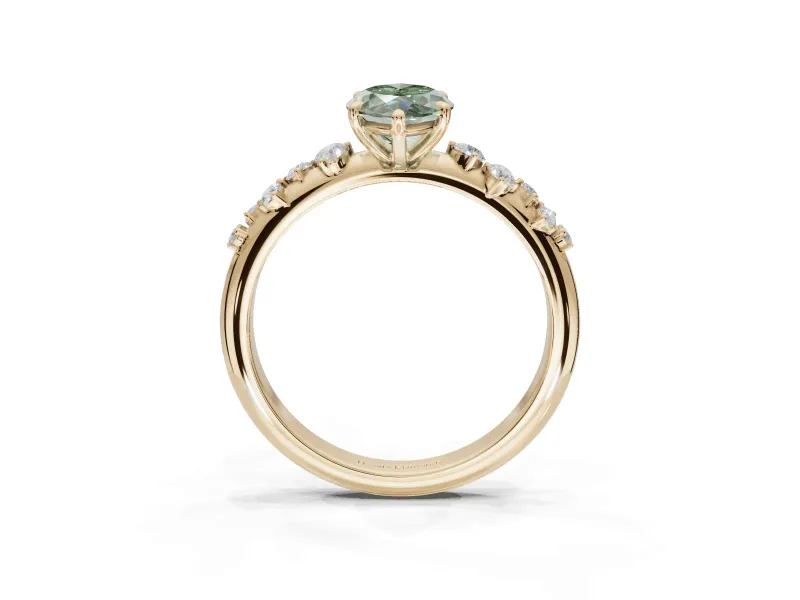 Marquise Graduated Solitaire Engagement Ring Setting for a Fancy Green Lab-Grown Diamond | Yellow Gold