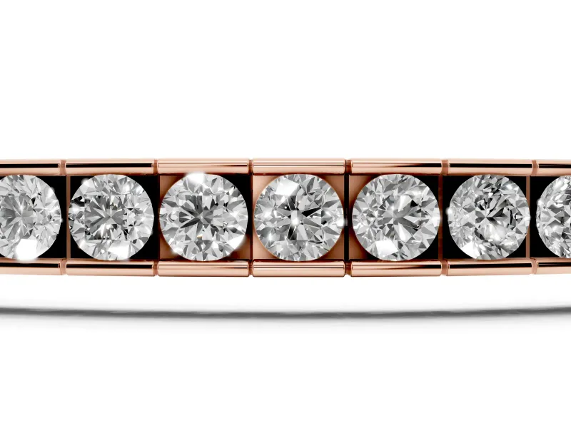 Round Lab-Grown Diamond Channel Set Tennis Bracelet | Square Links | Rose Gold