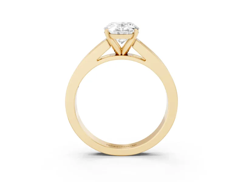 Oval Channel Set Engagement Ring Setting | Princess Cut Accents | Yellow Gold