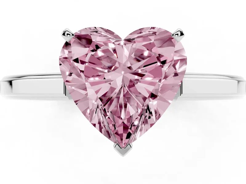 Heart-Shaped Solitaire Engagement Ring Setting for a Fancy Pink Lab-Grown Diamond | Stepped Flat Band | Platinum
