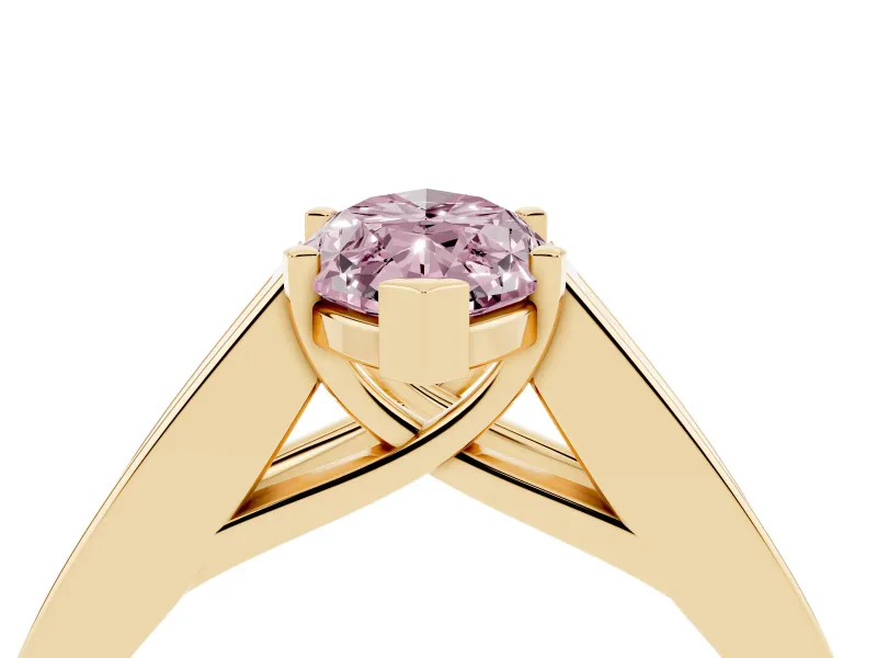 Marquise Channel-Set Engagement Ring Setting for a Fancy Pink Lab-Grown Diamond | Yellow Gold