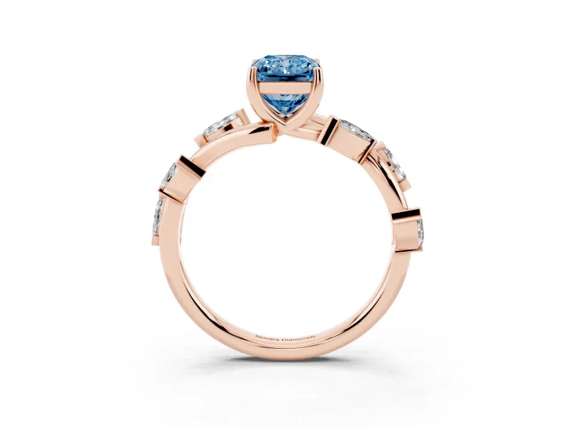 Radiant Cut Twisted Vine Engagement Ring Setting for a Fancy Blue Lab-Grown Diamond | Rose Gold