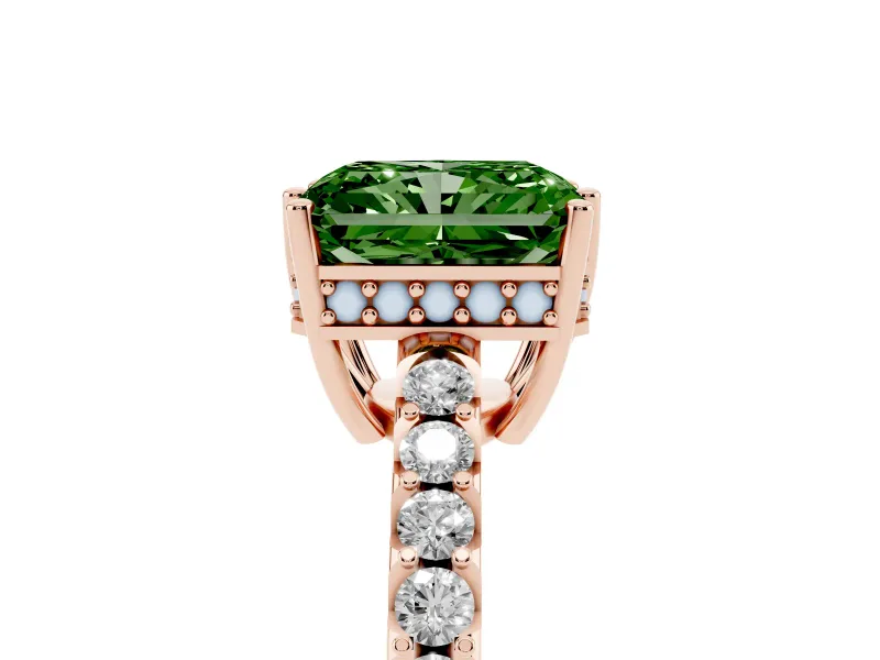Radiant Cut Engagement Ring Setting for a Fancy Green Lab-Grown Diamond | Rose Gold - Design NV-24649