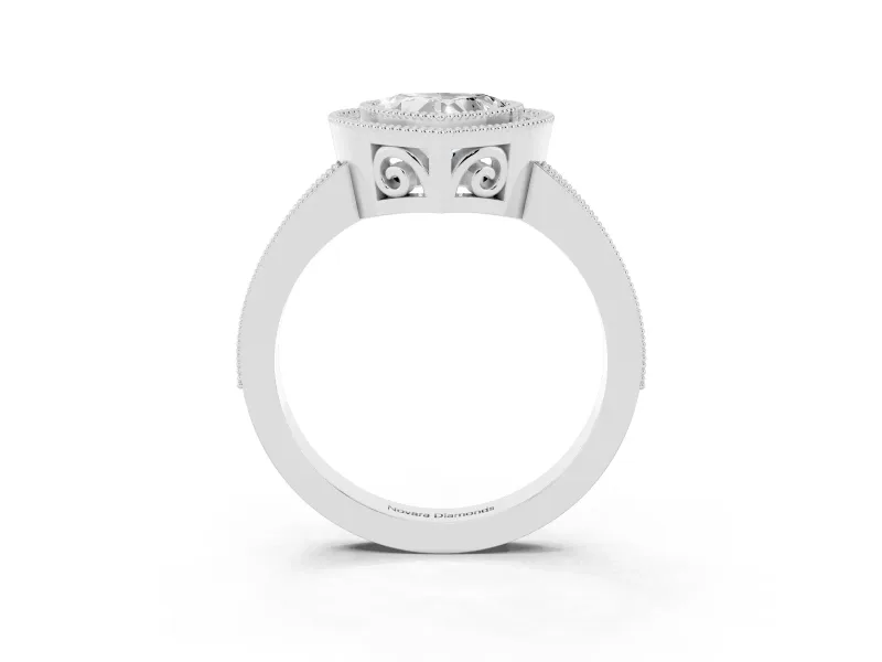 Heart Cut Diamond Round Halo Ring Set in Silver with Pavé Band