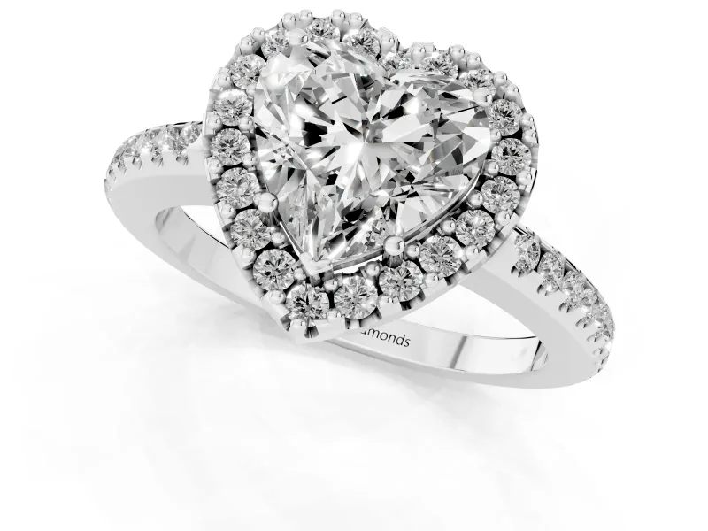 Heart-Shaped Pave Halo Engagement Ring Setting | Pave Band | Sterling Silver