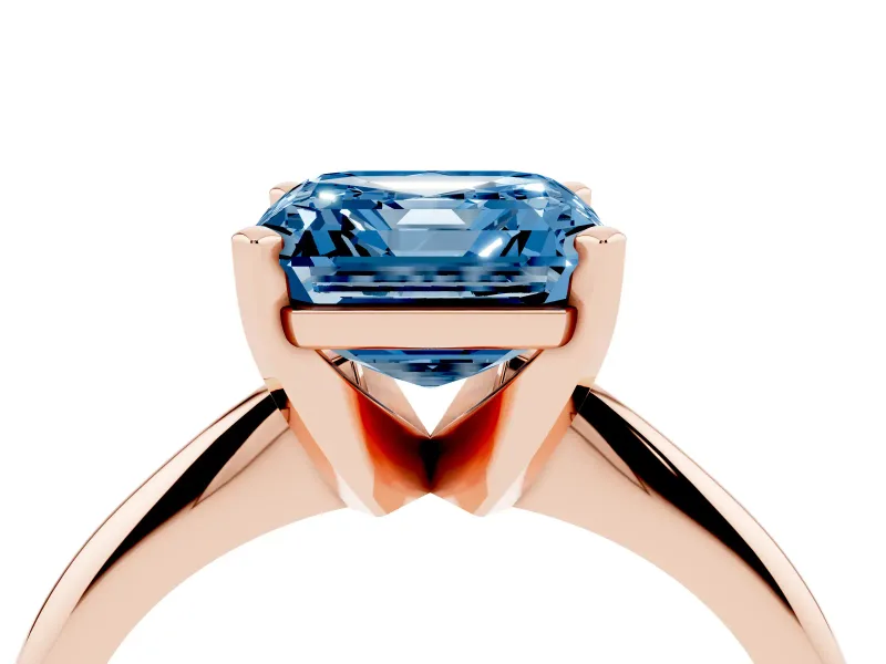 Asscher Cut Engagement Ring Setting for a Fancy Blue Lab-Grown Diamond | Rose Gold