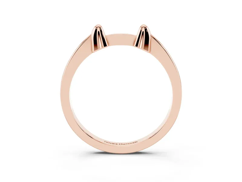 Plain Notched Contour Wedding Band | Twin Raised Tabs | Rose Gold