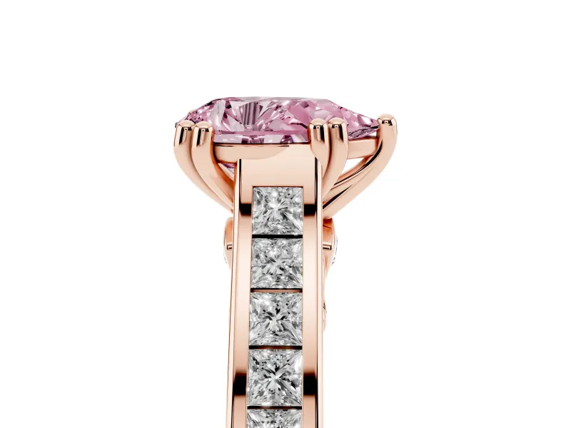 Pear-Shaped Channel Engagement Ring Setting for a Fancy Pink Lab-Grown Diamond | Rose Gold - Design NV-24671