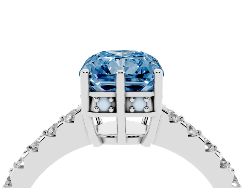 Radiant Cut Engagement Ring Setting for a Fancy Blue Lab-Grown Diamond | Sterling Silver - Design NV-24649