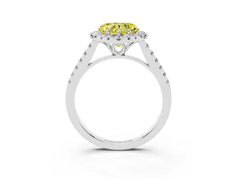 Heart-Shaped Raised Halo Engagement Ring Setting for a Fancy Yellow Lab-Grown Diamond | Platinum