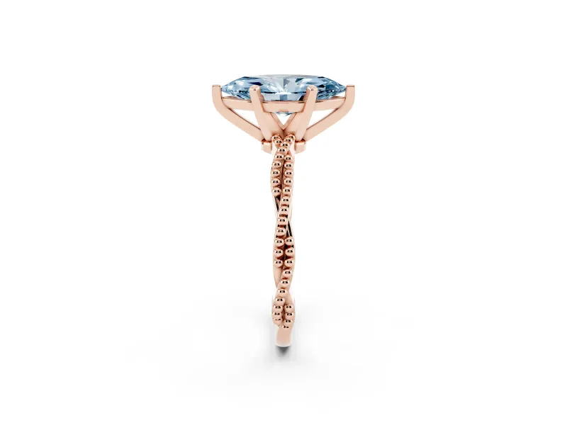 Marquise Twisted Solitaire Engagement Ring Setting for a Fancy Blue Lab-Grown Diamond | Rose Gold