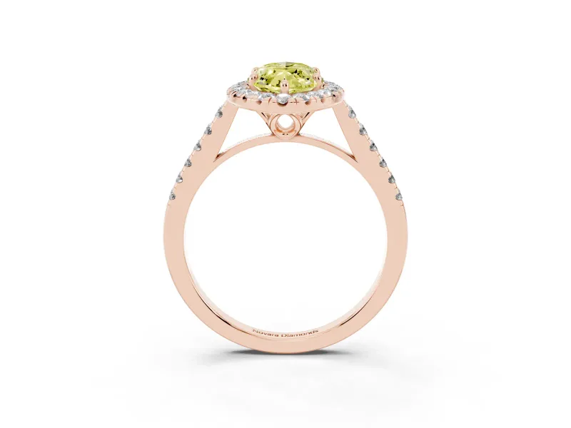 Marquise Raised Halo Engagement Ring Setting for a Fancy Yellow Lab-Grown Diamond | Rose Gold