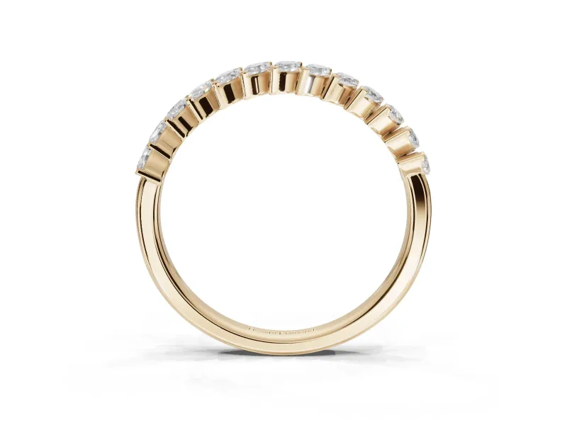 Marquise Lab-Grown Diamond Slanted Half Eternity Wedding Band | Tip Cups | Yellow Gold