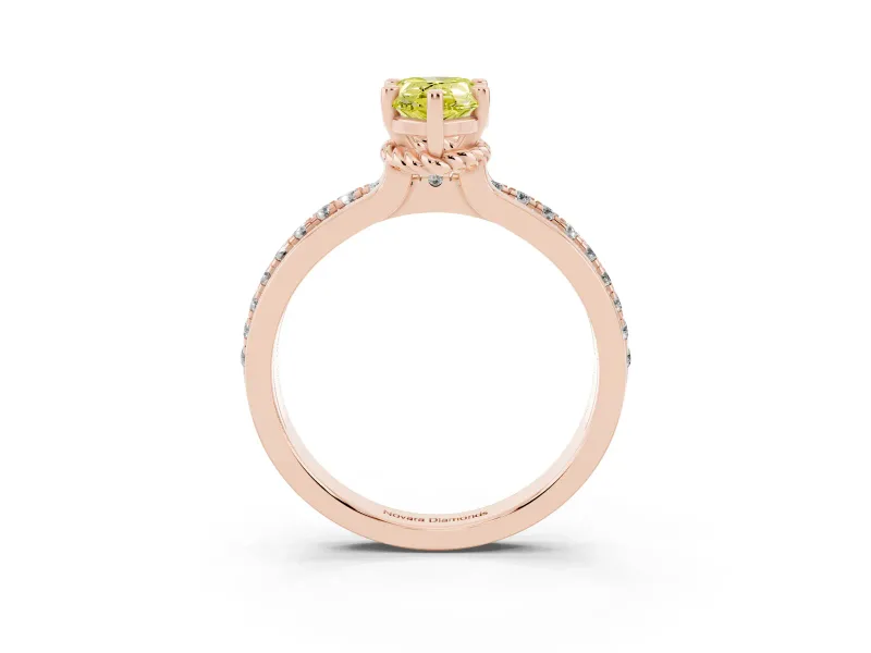 Pear-Shaped Channel Set Engagement Ring Setting for a Fancy Yellow Lab-Grown Diamond | Rope Collar | Rose Gold