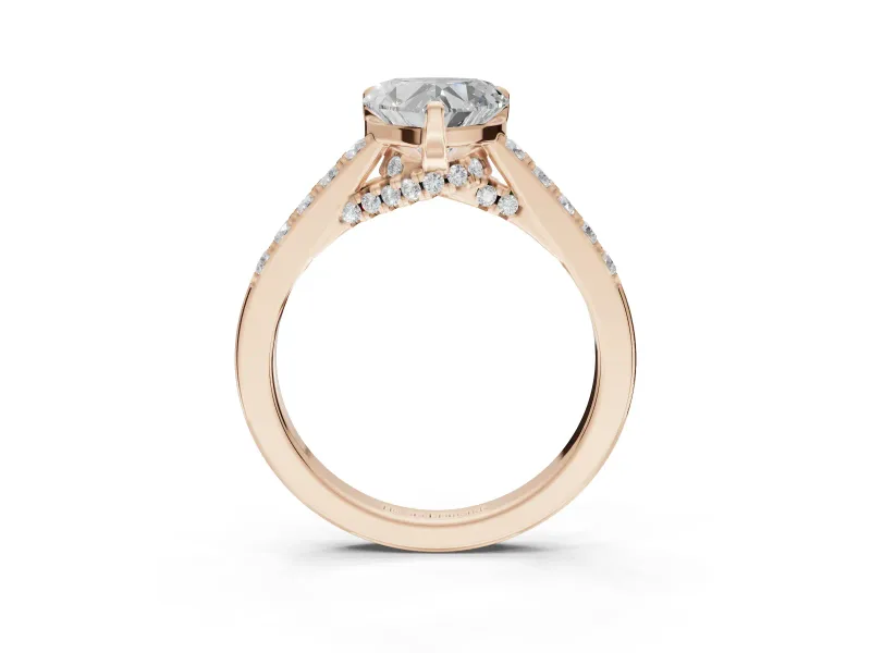 Heart-Shaped Pavé Solitaire Engagement Ring Setting | Crossover Gallery | Rose Gold