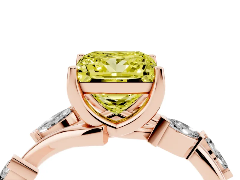 Princess Cut Twisted Vine Engagement Ring Setting for a Fancy Yellow Lab-Grown Diamond | Rose Gold