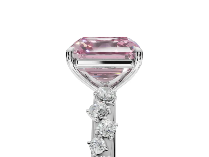 Asscher Cut Graduated Solitaire Engagement Ring Setting for a Fancy Pink Lab-Grown Diamond | Platinum
