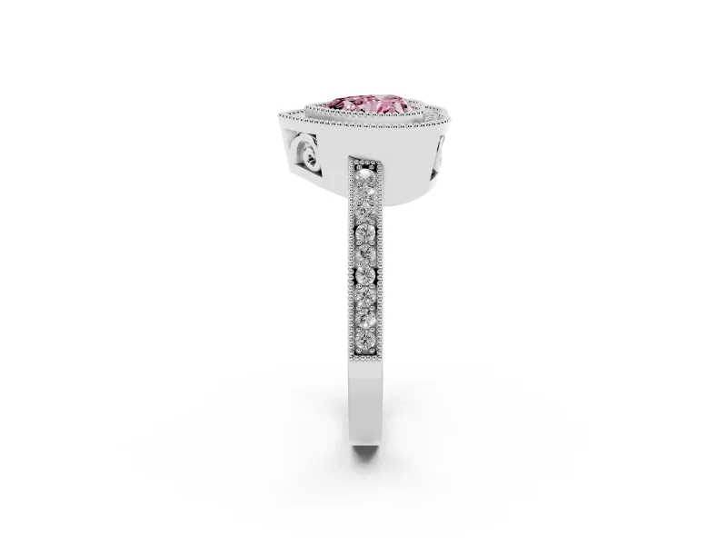 Heart-Shaped Halo Engagement Ring Setting for a Fancy Pink Lab-Grown Diamond | Sterling Silver - Design NV-24890