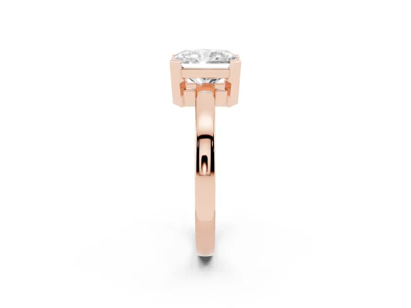 Radiant Cut Solitaire Engagement Ring Setting | Flat Tab Prongs | Rose Gold