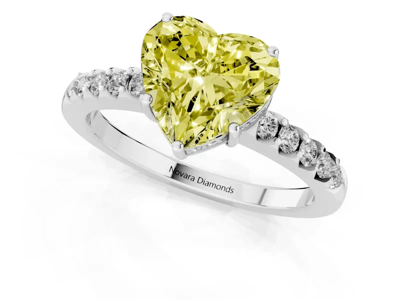 Heart-Shaped Engagement Ring Setting for a Fancy Yellow Lab-Grown Diamond | White Gold - Design NV-24649